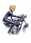 Dusty and a Royal Enfield Interceptor Mk 2.